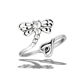 Sterling Silver Oxidized Dragonfly Ring With Fun Heart