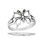 Sterling Silver Oxidized Butterfly Ring With Split Shank