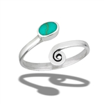 Sterling Silver Adjustable Synthetic Turquoise Ring With Swirl Tail