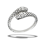 Sterling Silver Adjustable Two-Headed Snake Ring