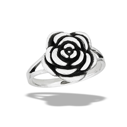 Sterling Silver Heavy Classic Rose Ring With Double Shank