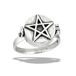 Sterling Silver Pentagram Poison Ring (Opens)