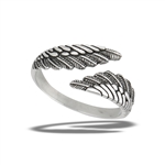 Sterling Silver Adjustable Detailed Wings Ring