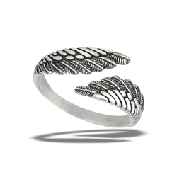 Sterling Silver Adjustable Detailed Wings Ring