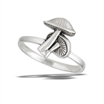 Sterling Silver Double Mushroom Ring With Spores