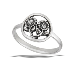 Sterling Silver Blooming Sunflower Friends Ring