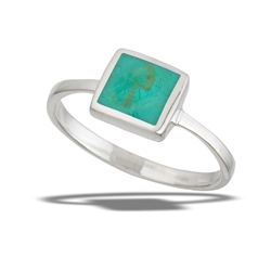 Sterling Silver High Polish Modern Ring With Square Turquoise