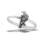 Sterling Silver Lone Raven Ring
