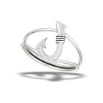 Sterling Silver Small Double Shank Fish Hook Ring