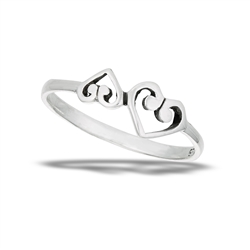 Sterling Silver Mother And Child Heart Ring