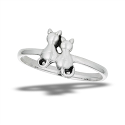 Sterling Silver Cat Friends Ring