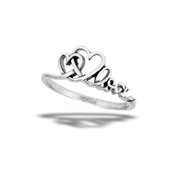 Sterling Silver Linking Hearts With Love Script