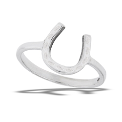 Sterling Silver Good Luck Hammered Horseshoe Ring