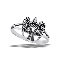 Sterling Silver Swooping Raven Ring
