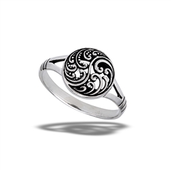 Sterling Silver Yin And Yang Ring With Swirls