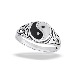 Sterling Silver Classic Yin And Yang Ring With Triquetras