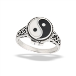 Sterling Silver Yin And Yang Braided Circular Poison Ring With Celtic Weave