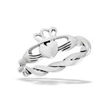 Sterling Silver Claddagh Ring With Braided Shank