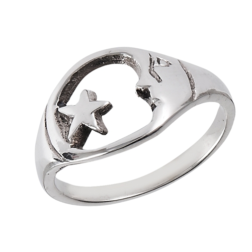 0.35 CTW Indian Artisan Crafted Polki Diamond Moon Star Ring 925 Sterl –  STAR JOYA