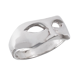 Sterling Silver Heavy High Polish Phantom Mask Ring