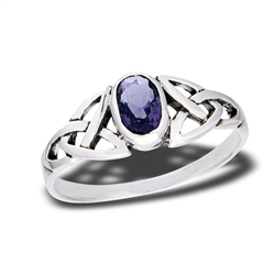Sterling Silver Celtic Ring with Synthetic Amethyst