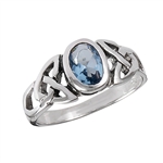 Sterling Silver Celtic Ring with Synthetic Blue Topaz