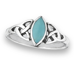 Sterling Silver Celtic Ring with Synthetic Turquoise