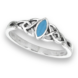 Sterling Silver Celtic Ring with Synthetic Turquoise