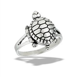 Sterling Silver Turtle Poison Ring (Opens)