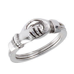 Sterling Silver Hands and Heart Ring That Opens