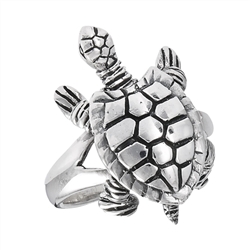 Sterling Silver Turtle Ring with Moving Head, Legs, and Tail