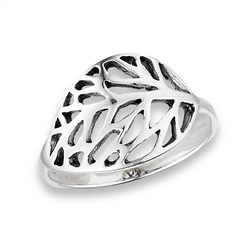 Sterling Silver Modern Leaf Design Ring