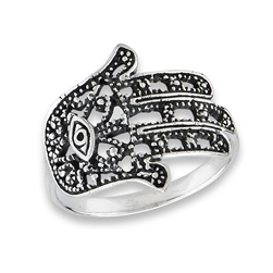 Sterling Silver Hand Of Fatima Ring