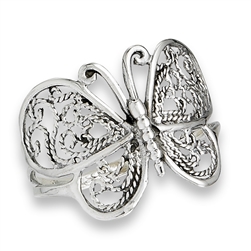 Sterling Silver Medium Filigree Butterfly Ring