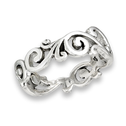 Sterling Silver Solid Weave Swirl Ring