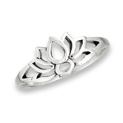 Sterling Silver Small Lotus Silhouette Ring