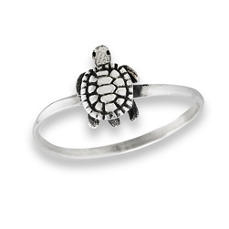 Sterling Silver Crawling Turtle Ring
