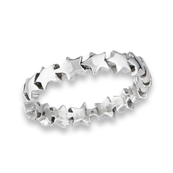 Sterling Silver Chain of Heavy Stars Ring