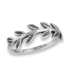 Sterling Silver Alternating Leaves Ring