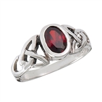 Sterling Silver Celtic Ring with Synthetic Garnet
