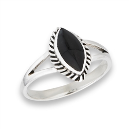 Sterling Silver Synthetic Black Onyx Ring With Oxidized Braid
