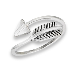 Sterling Silver Feather And Arrow Ring