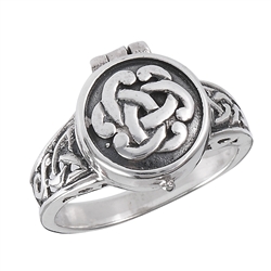 Sterling Silver Celtic Poison Ring Opens
