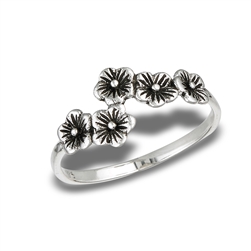 Sterling Silver Chain Of Flowers Ring