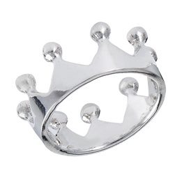 Sterling Silver Heavy High Polish Crown Ring