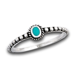 Sterling Silver Beaded And Braided Bali Style Synthetic Turquoise Ring