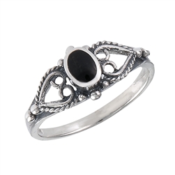 Sterling Silver Ring with Synthetic Black Onyx