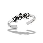 Sterling Silver Triple Flower Toe Ring