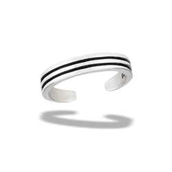 Sterling Silver High Polish "Lines" Toe Ring