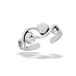 Sterling Silver Double Heart And Swirl Toe Ring